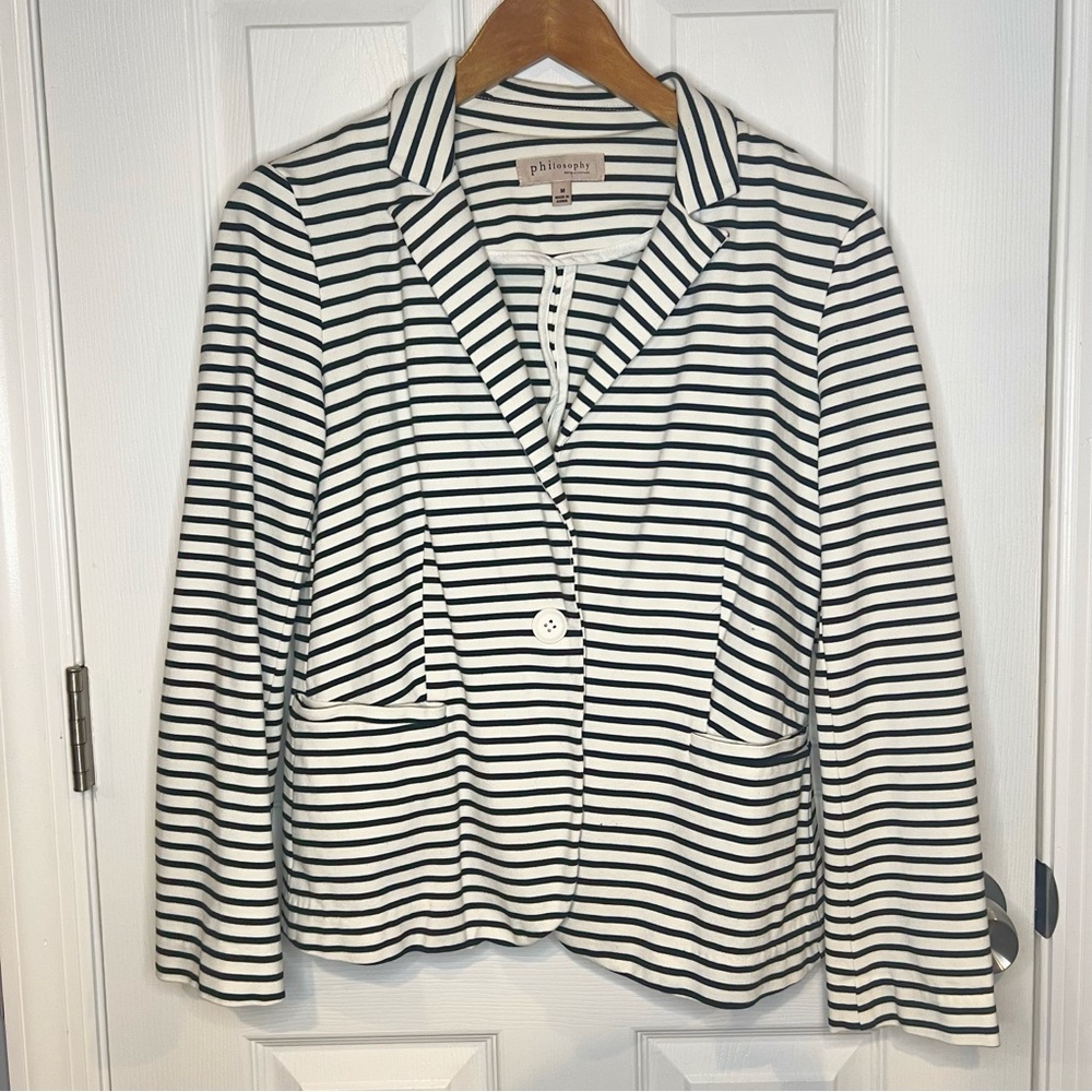 White & Black Striped Blazer Size Medium